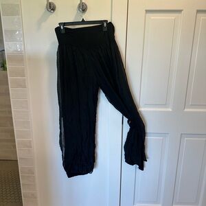 Black Silk Wide-Leg Pants